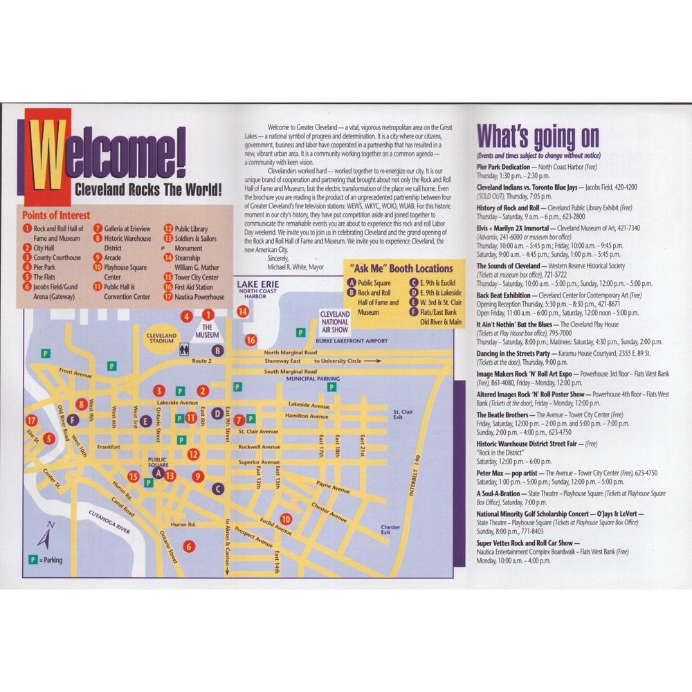 Vintage 1995 Rock and Roll Hall of Fame Grand Opening Cleveland Brochure Map - Picture 2 of 3